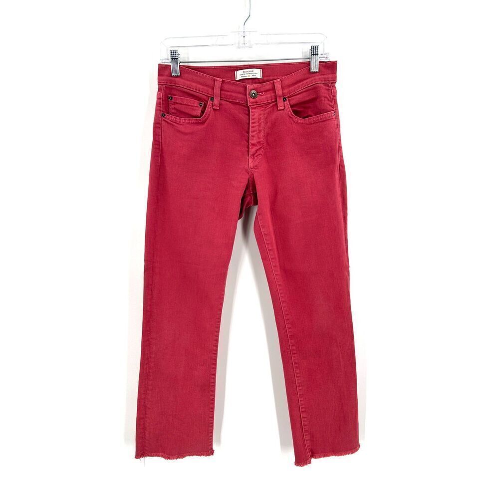 PRINCIPLE Rose Pink Straight Leg Raw Hem Ankle Crop Denim Jeans Size 27